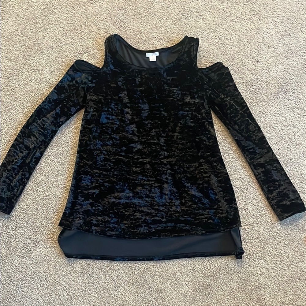 BP Black Velvet Cold Shoulder Sweater